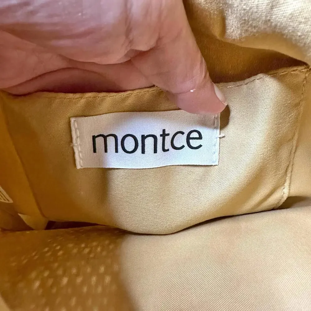 NWT Montce Women's Beige Bucket Bag Adjustable Strap 12.5x9x9”